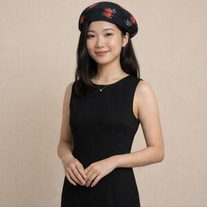 Brixton Fleece Baker Boy Style Fiddler Beret Cap Hat ROSES Black Red Green S NEW